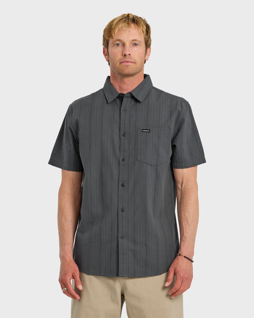 Dobby Stripe Classic Short Sleeve Shirt - Iron Gate