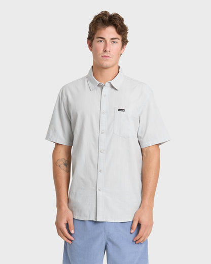 Dobby Stripe Classic Short Sleeve Woven Shirt - Micro Chip