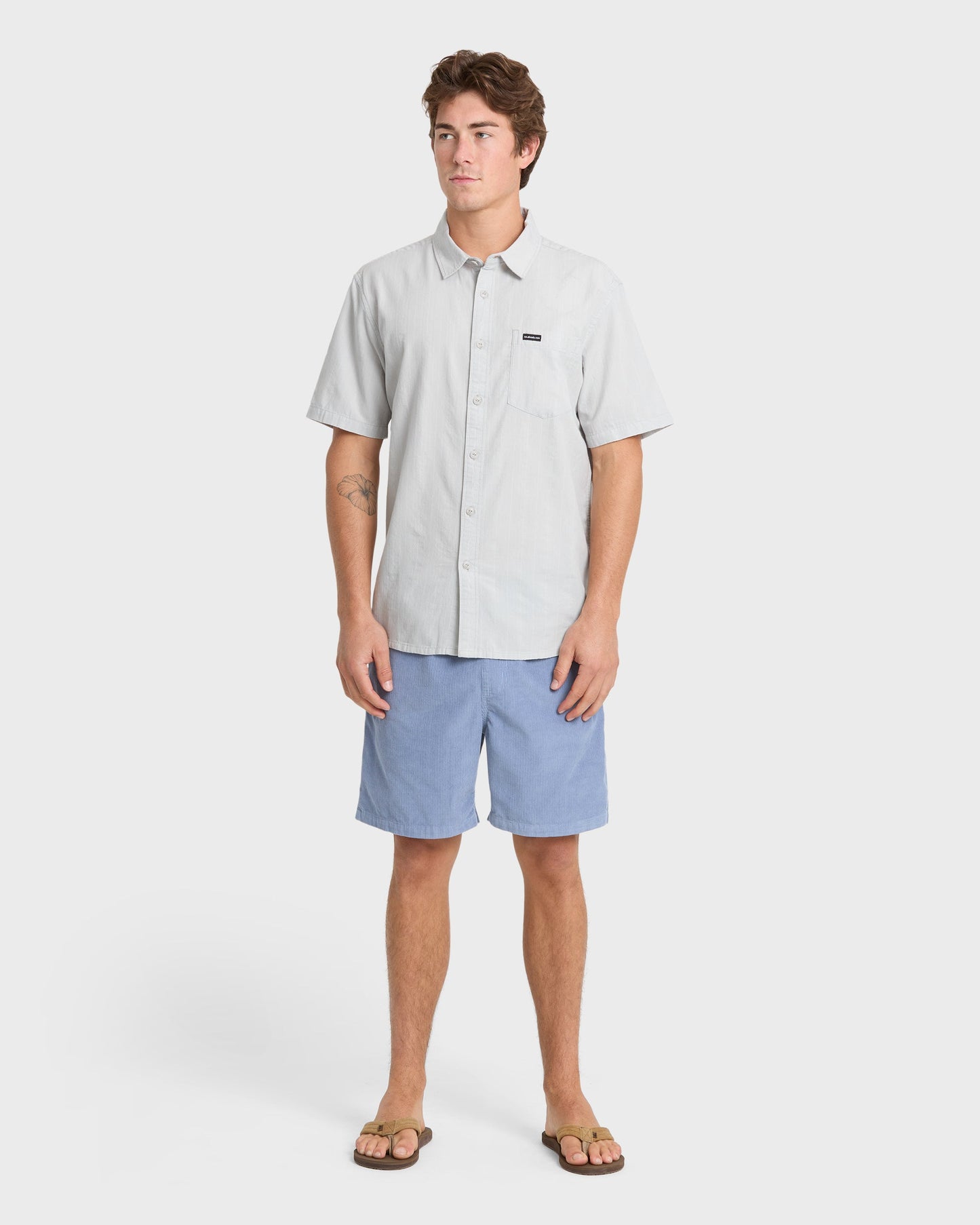 Dobby Stripe Classic Short Sleeve Woven Shirt - Micro Chip