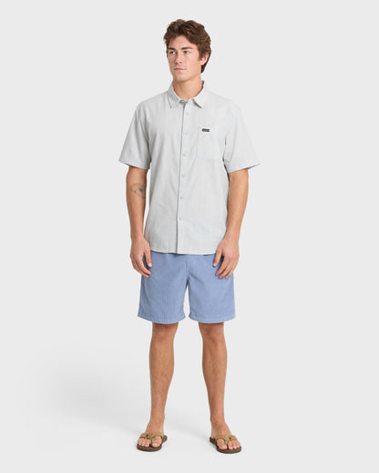 Dobby Stripe Classic Short Sleeve Woven Shirt - Micro Chip