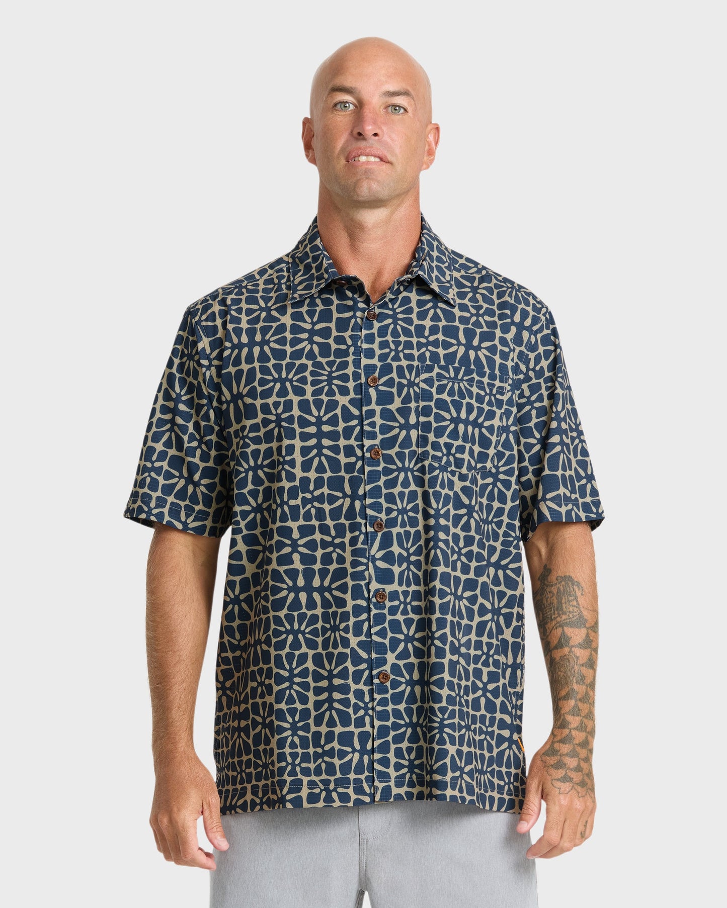Waterman Coral Sea Performance Short Sleeve Shirt - Dark Denim