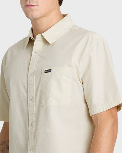 Shore Break Classic Short Sleeve Woven Button-Up Shirt - Silver Birch