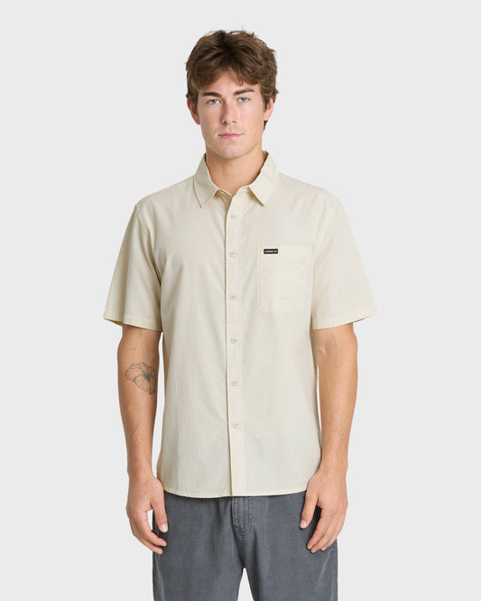 Shore Break Classic Short Sleeve Woven Button-Up Shirt - Silver Birch