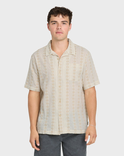 Bishop Jacquard Camp Short Sleeve Cotton Shirt - Twill
