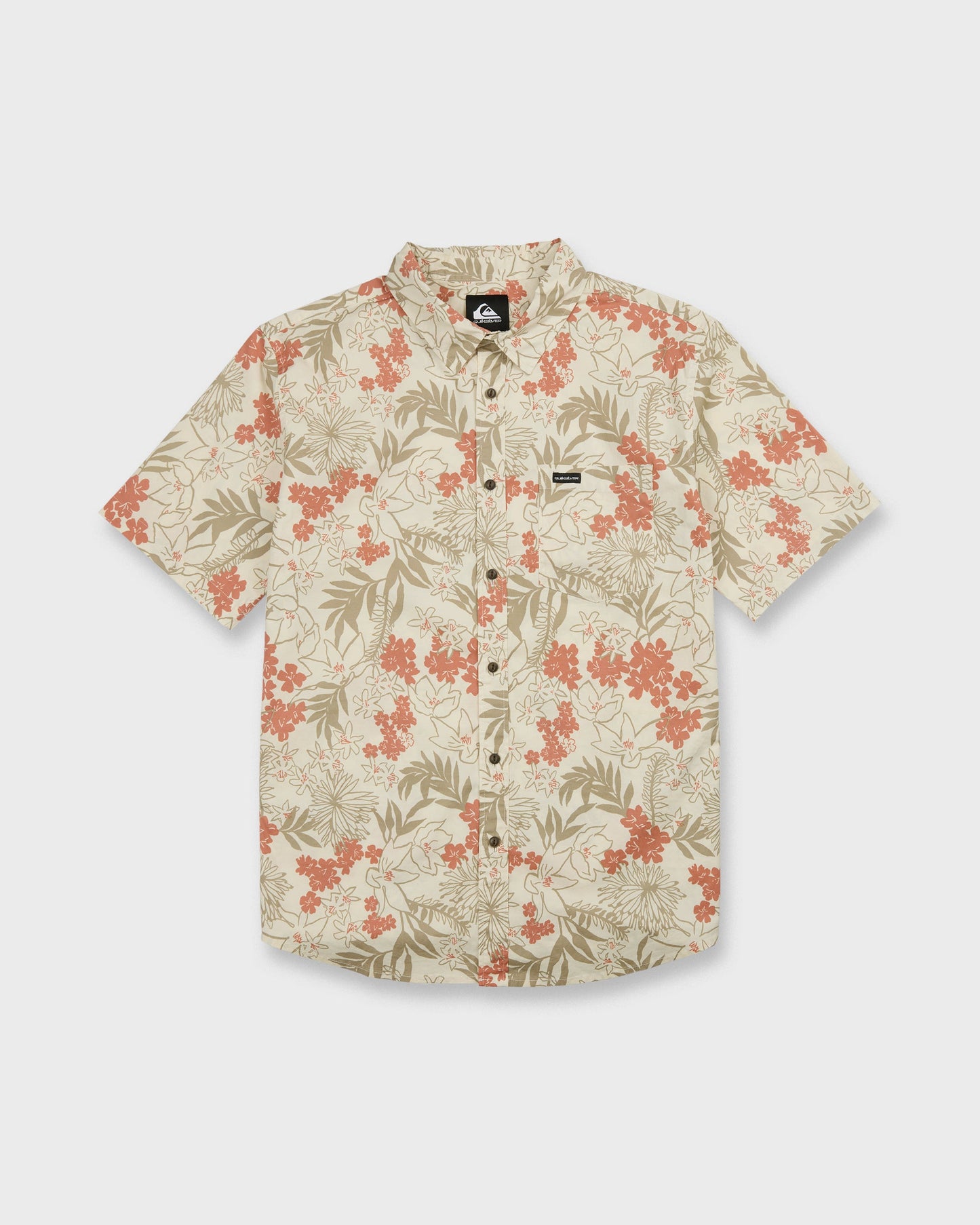 Jetty Bloom Classic Stretch Short Sleeve Woven Shirt - Bone White