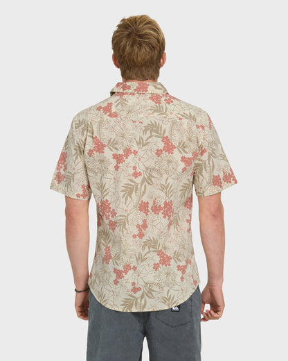 Jetty Bloom Classic Stretch Short Sleeve Woven Shirt - Bone White
