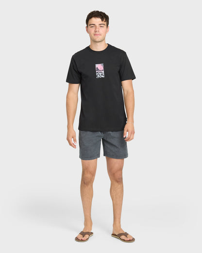 Gothic Flowers Short Sleeve Knit T-Shirt - Black
