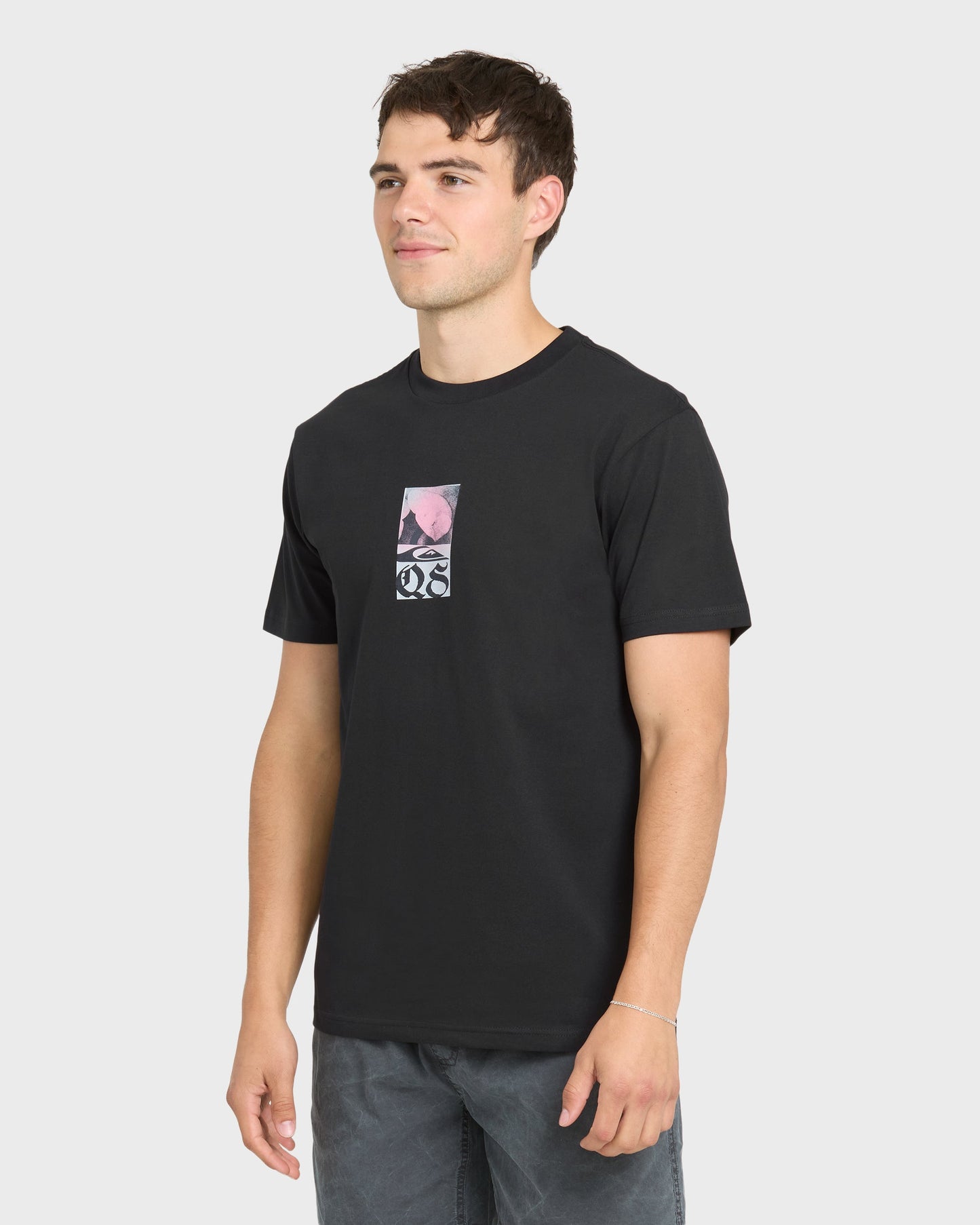 Gothic Flowers Short Sleeve Knit T-Shirt - Black