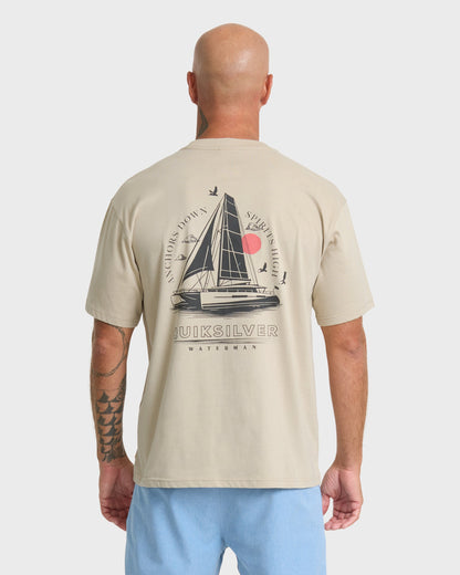 Waterman Anchors Down Classic Short Sleeve Cotton T-Shirt - Plaza Taupe