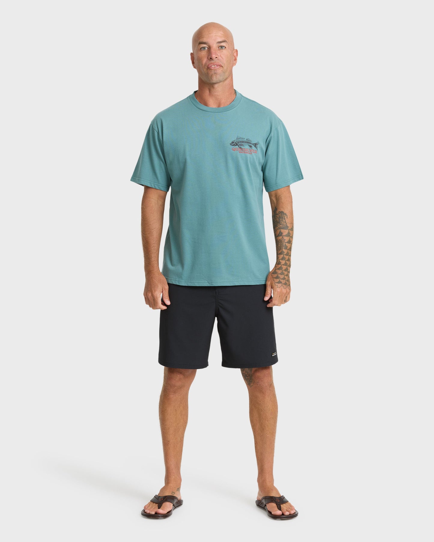 Waterman Fish Bones Short Sleeve Cotton T-Shirt - North Atlantic