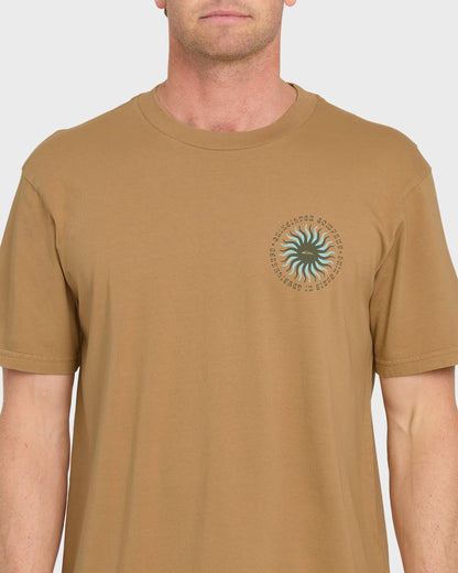 Sunny Day Pigment Dye Short Sleeve Cotton T-Shirt - Tobacco