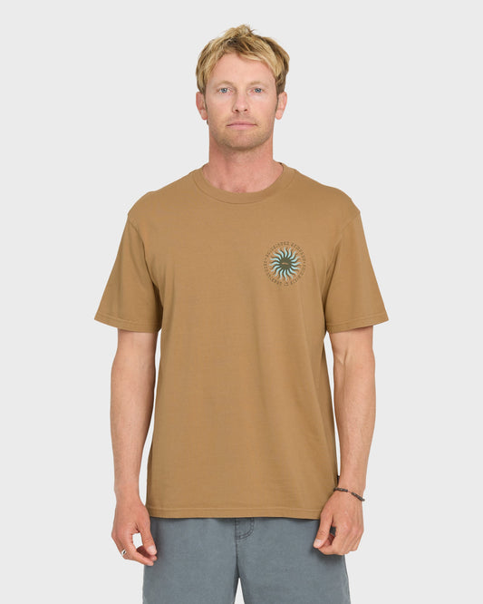 Sunny Day Pigment Dye Short Sleeve Cotton T-Shirt - Tobacco