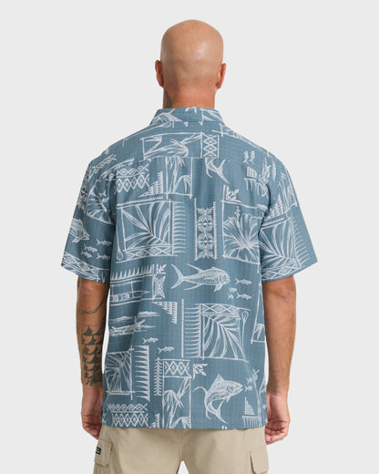 Waterman Paradise Bay Short Sleeve Woven Shirt - Real Teal