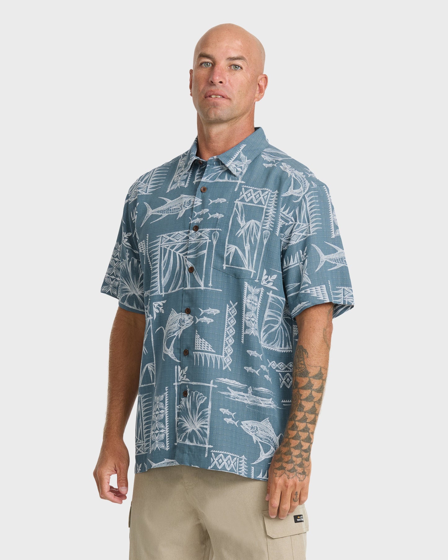 Waterman Paradise Bay Short Sleeve Woven Shirt - Real Teal