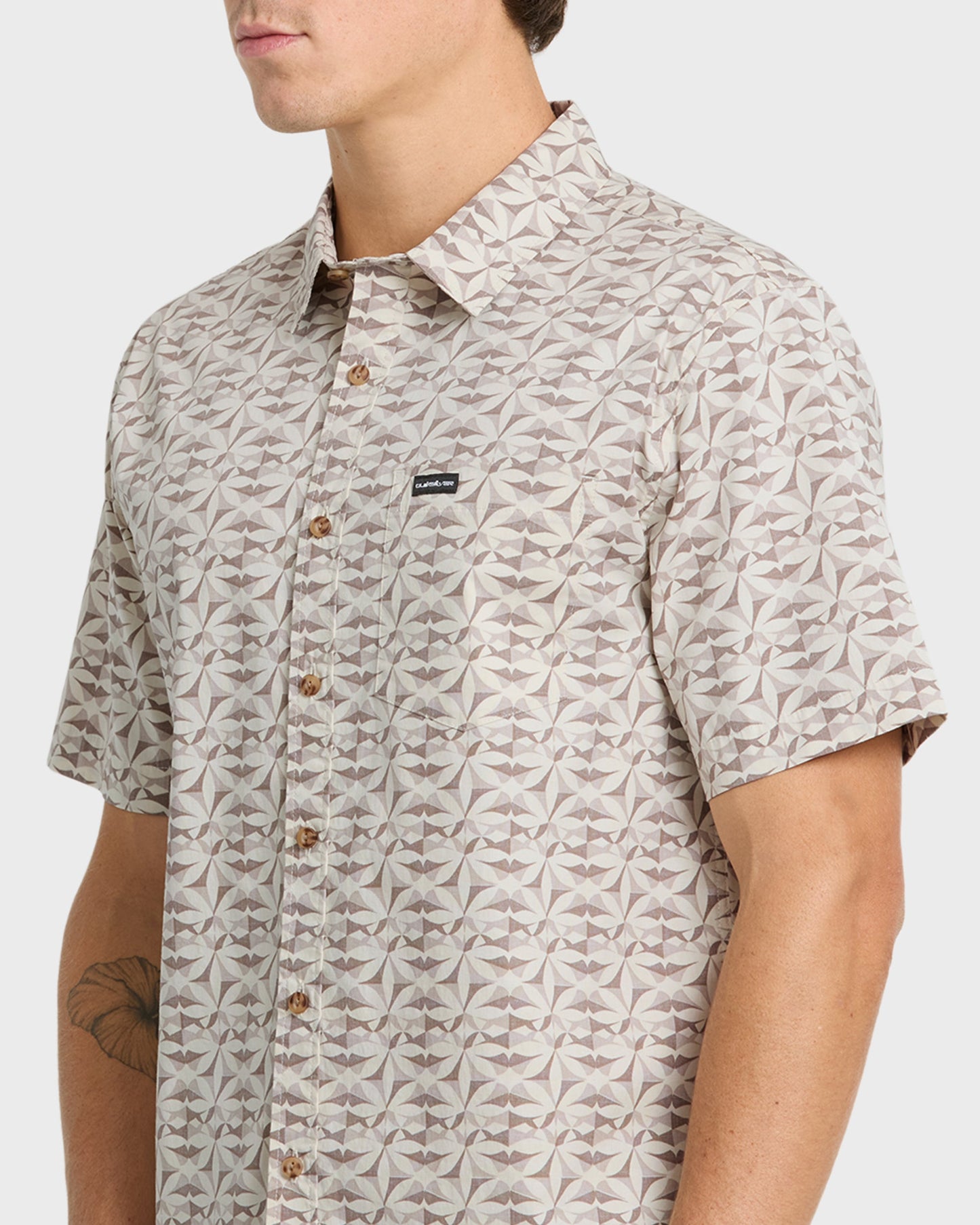 Nature Tile Classic Short Sleeve Woven Shirt - Bone White