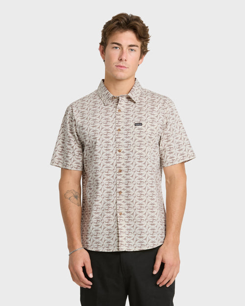 Nature Tile Classic Short Sleeve Woven Shirt - Bone White