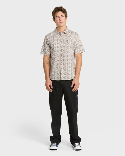 Nature Tile Classic Short Sleeve Woven Shirt - Bone White