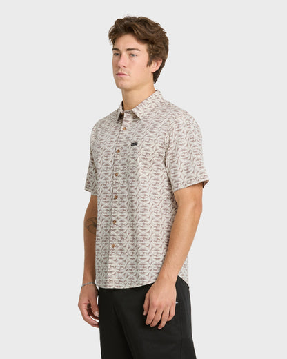 Nature Tile Classic Short Sleeve Woven Shirt - Bone White