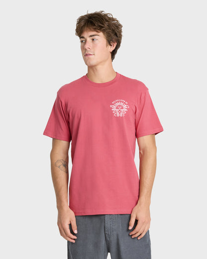 Sun Down Classic Short Sleeve Knit T-Shirt - Slate Rose