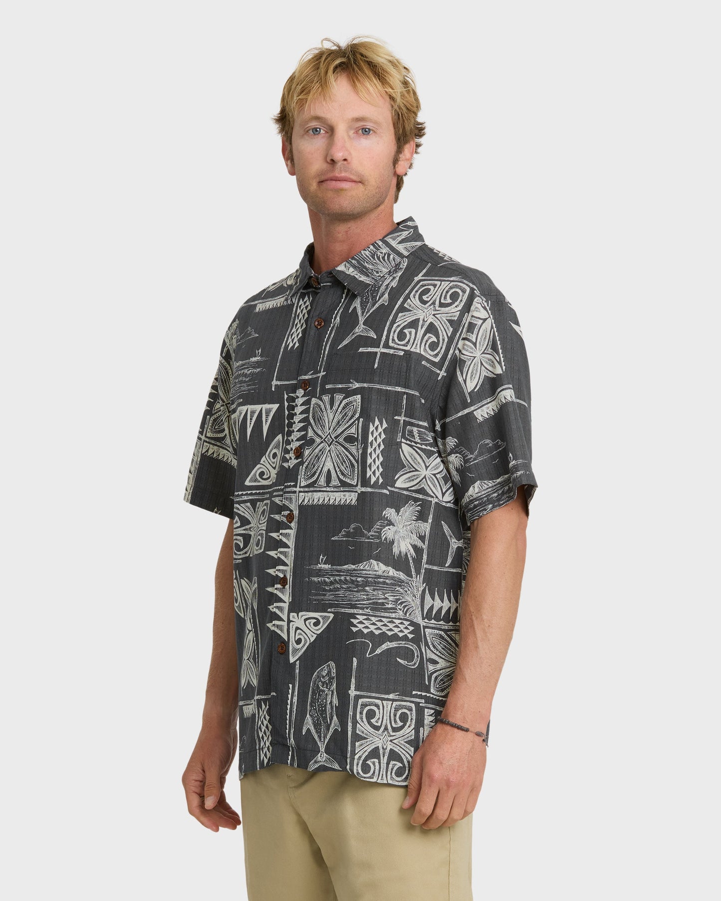 Waterman Ohana Bay Short Sleeve Woven Shirt - Phantom