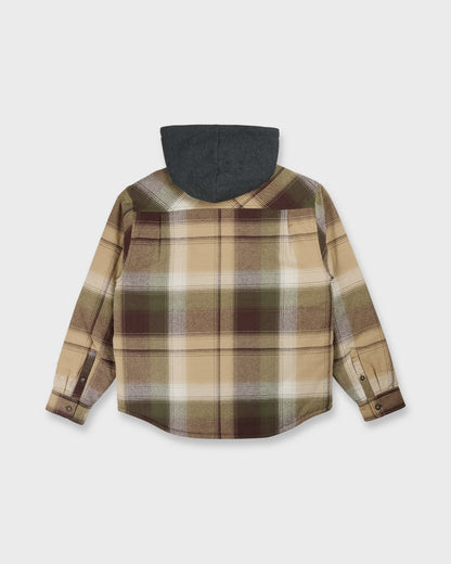 Mantra Hooded Long Sleeve Flannel Shirt - Kelp