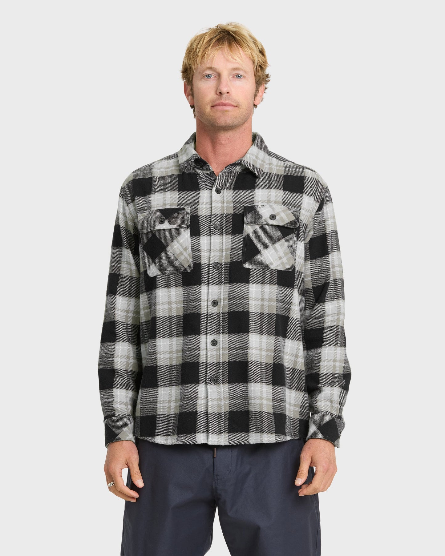 Waterman Dover Long Sleeve Flannel Overshirt - Black