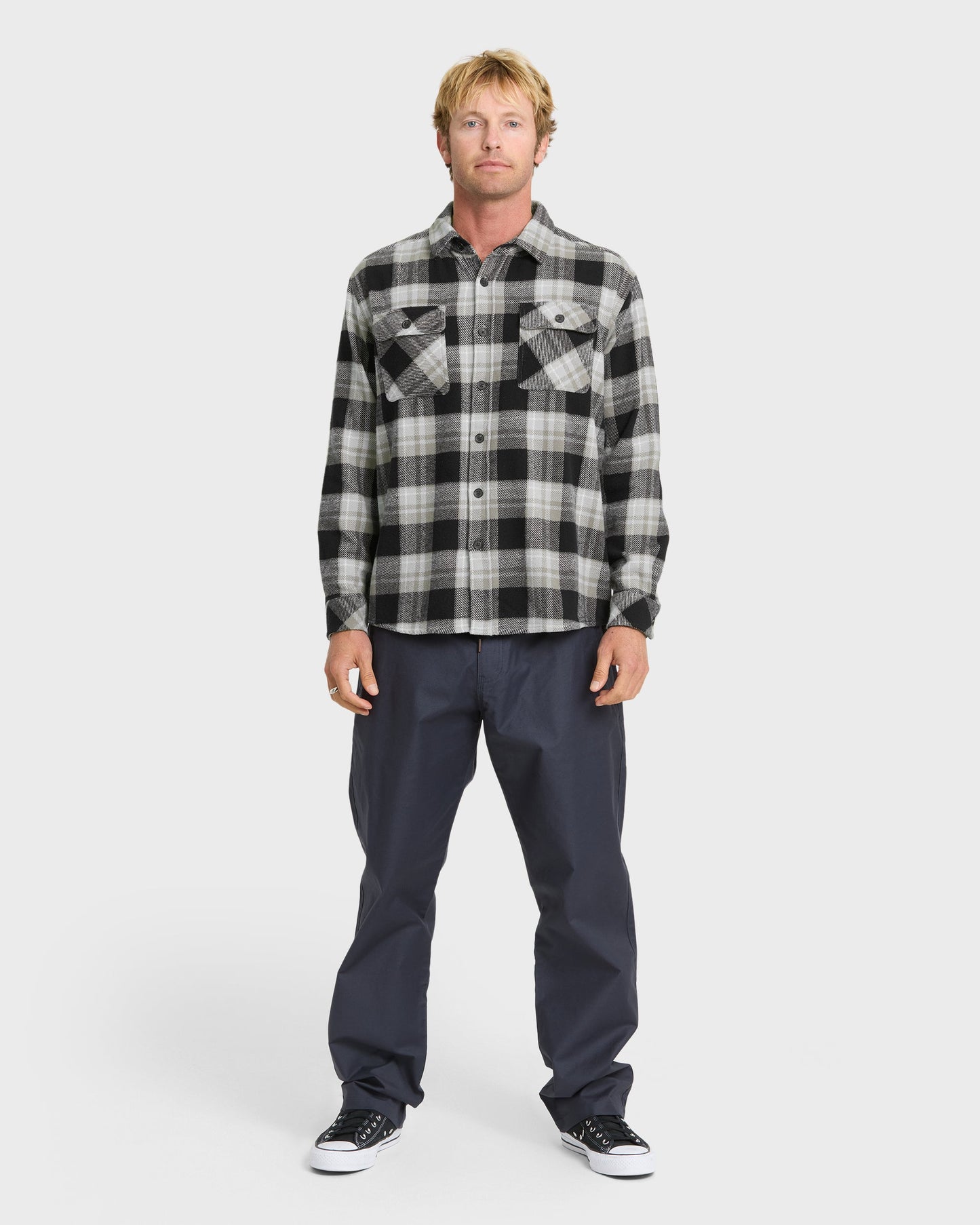 Waterman Dover Long Sleeve Flannel Overshirt - Black