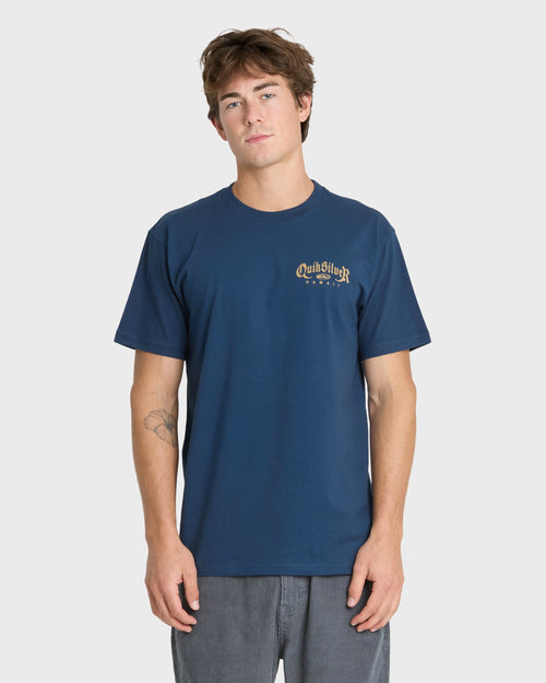 Hawaii Old English Classic Short Sleeve Knit T-Shirt - Dark Denim
