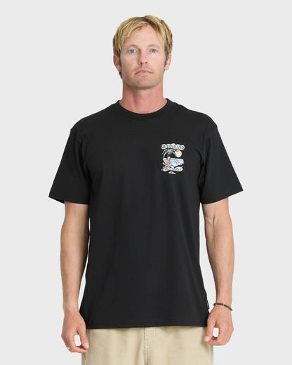 Hawaii Island Peace Short Sleeve Cotton T-Shirt - Black