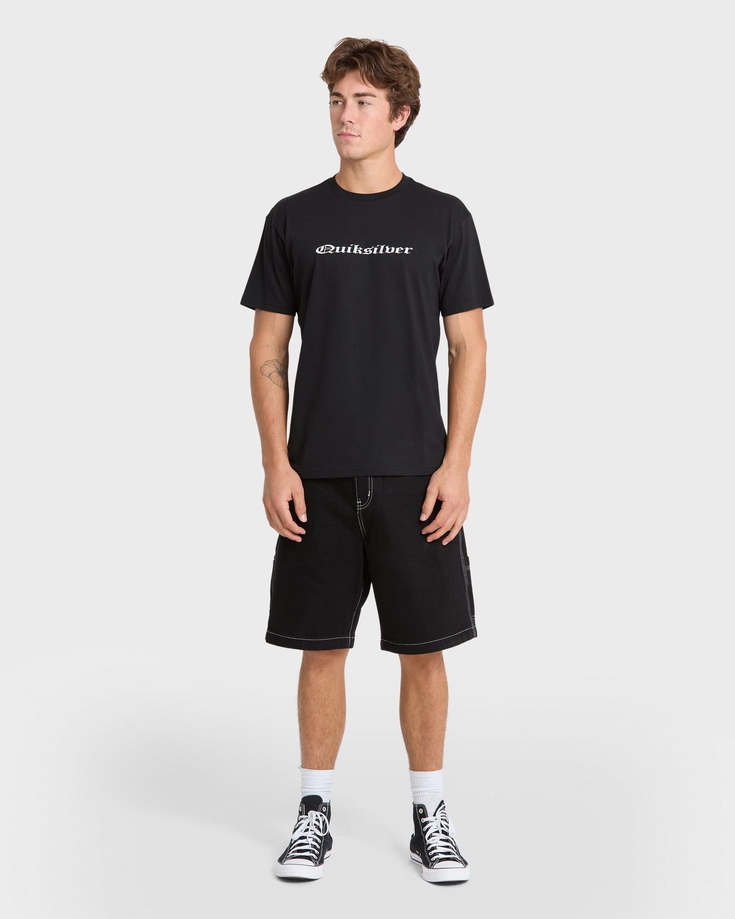 Chrome English Short Sleeve Knit T-Shirt - Black