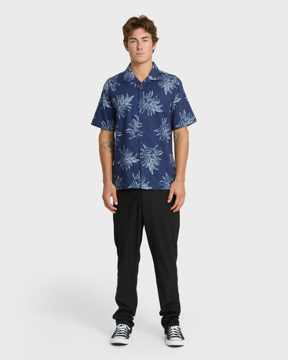Island Palms Casual Short Sleeve Shirt - Navy