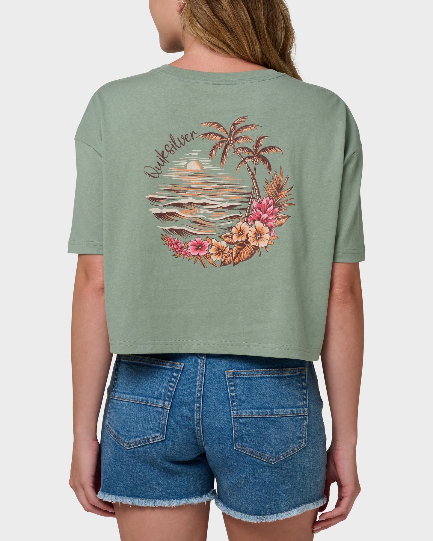 Island Time Short Sleeve Cropped Boyfriend T-Shirt