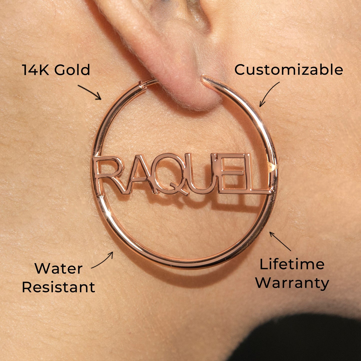 Women Jewelry - 14K Rose Gold Hoop Earrings | Style # E12