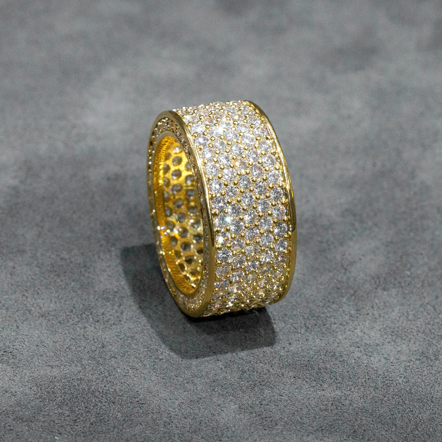 Mens Jewelry - 14K Gold Iced Out VVS Eternity Ring | 11.3 Grams