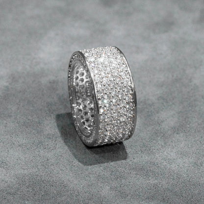 Mens Jewelry - 14K White Gold Iced Out VVS Eternity Ring | 11.4 Grams