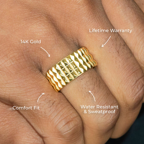 Mens Jewelry - Gold Spikey Wedding Ring | 7.3 Grams