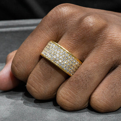Mens Jewelry - 14K Gold Iced Out VVS Eternity Ring | 11.3 Grams