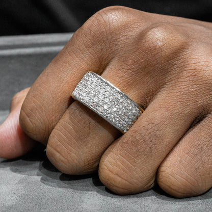 Mens Jewelry - 14K White Gold Iced Out VVS Eternity Ring | 11.4 Grams