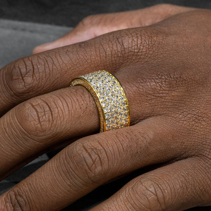 Mens Jewelry - 14K Gold Iced Out VVS Eternity Ring | 11.3 Grams