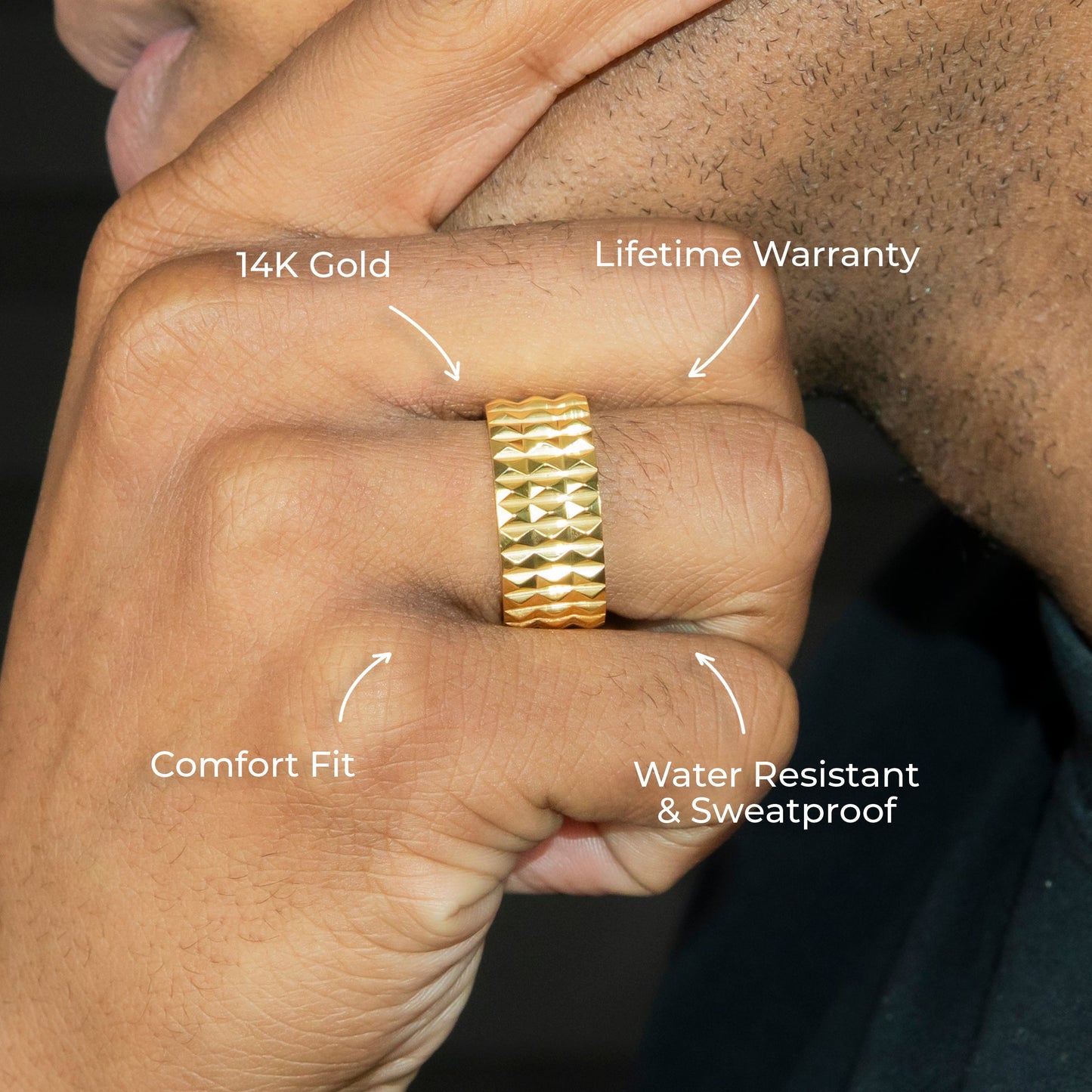 Mens Jewelry - Gold Spikey Wedding Ring | 7.3 Grams