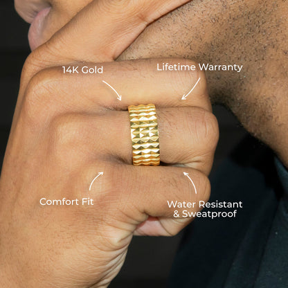 Mens Jewelry - Gold Spikey Wedding Ring | 7.3 Grams