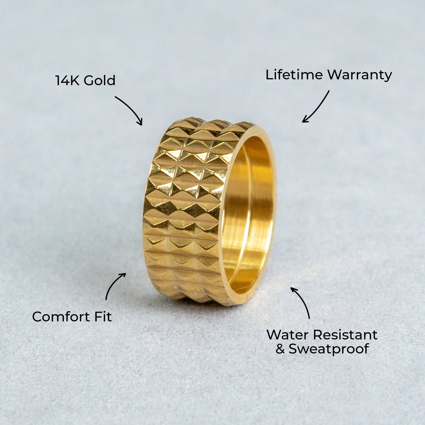 Mens Jewelry - Gold Spikey Wedding Ring | 7.3 Grams
