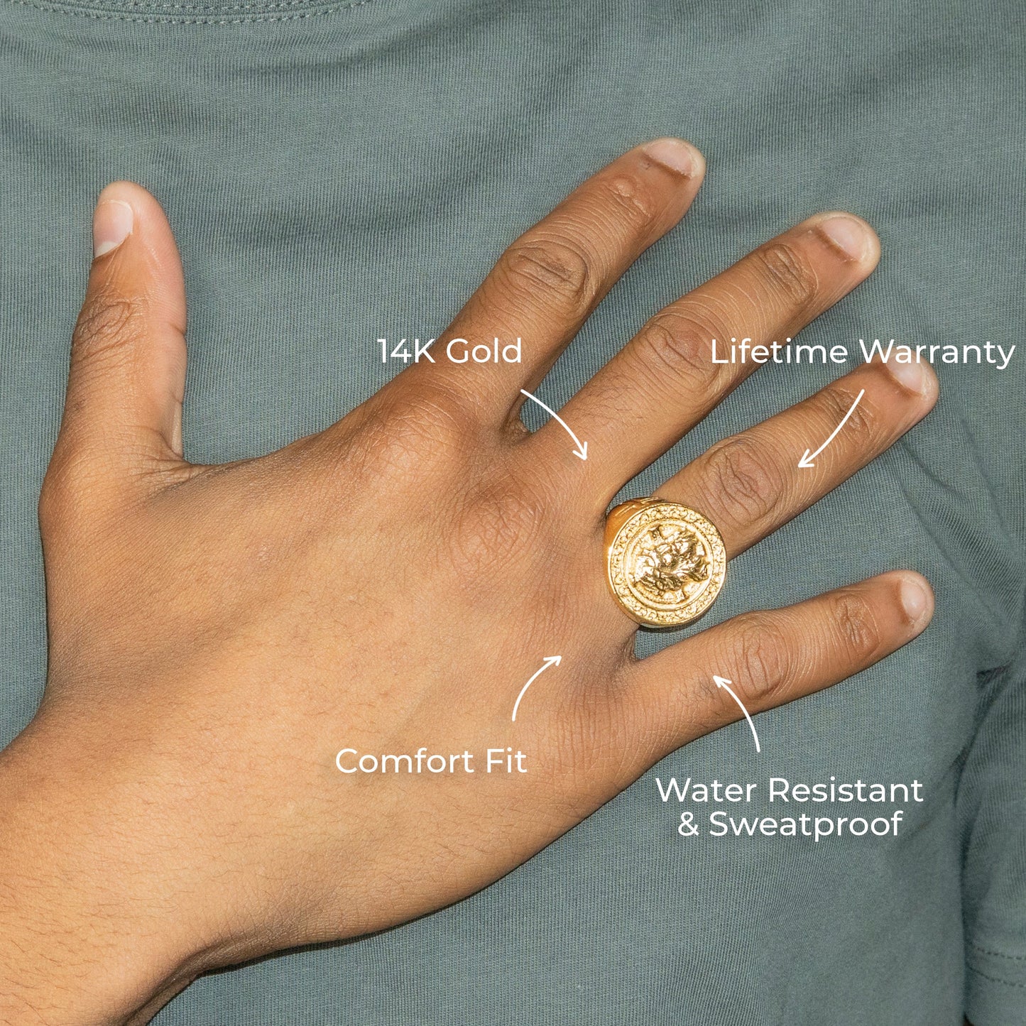 Mens Jewelry - Jesus Head Gold Pinky Ring | 20 Grams