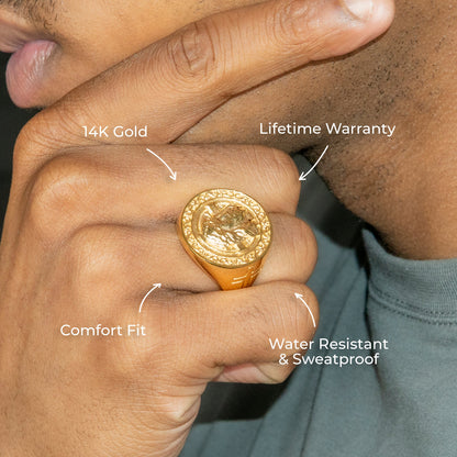 Mens Jewelry - Jesus Head Gold Pinky Ring | 20 Grams