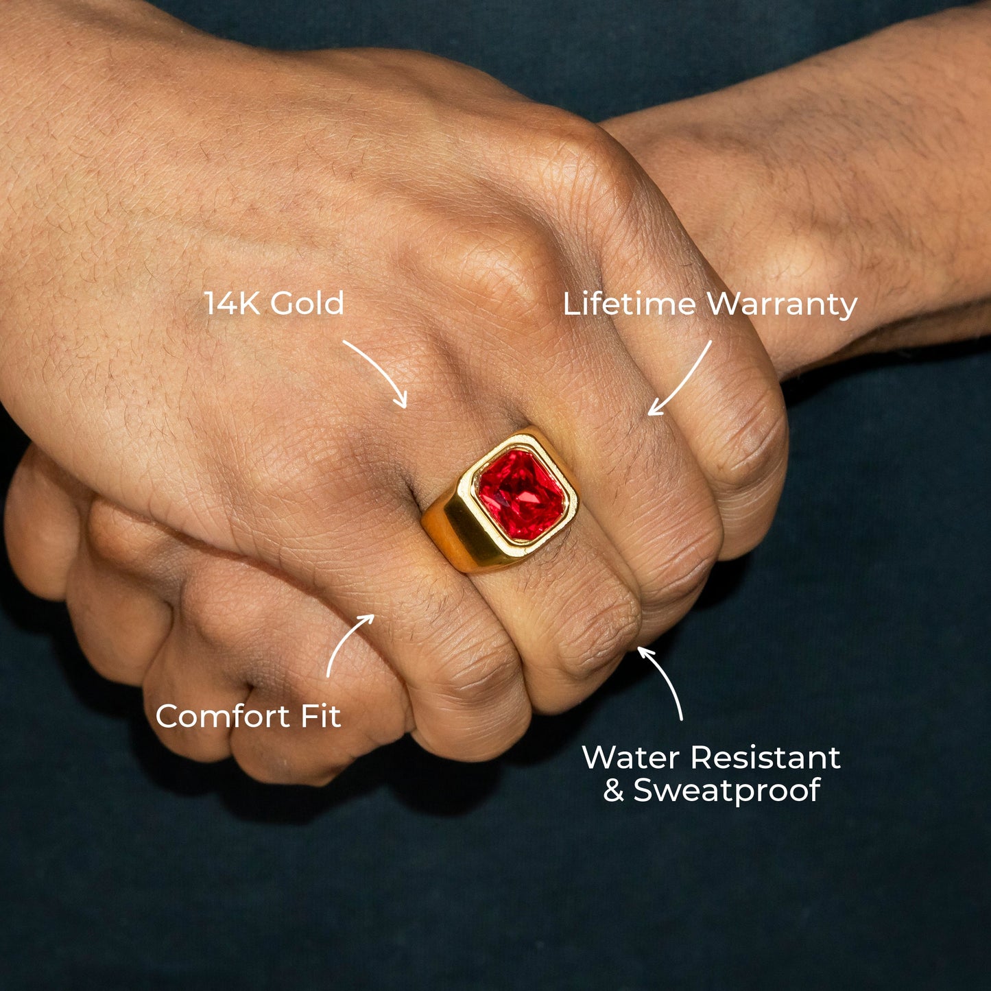 Mens Jewelry - Ruby Gold Pinky Ring | 15 Grams