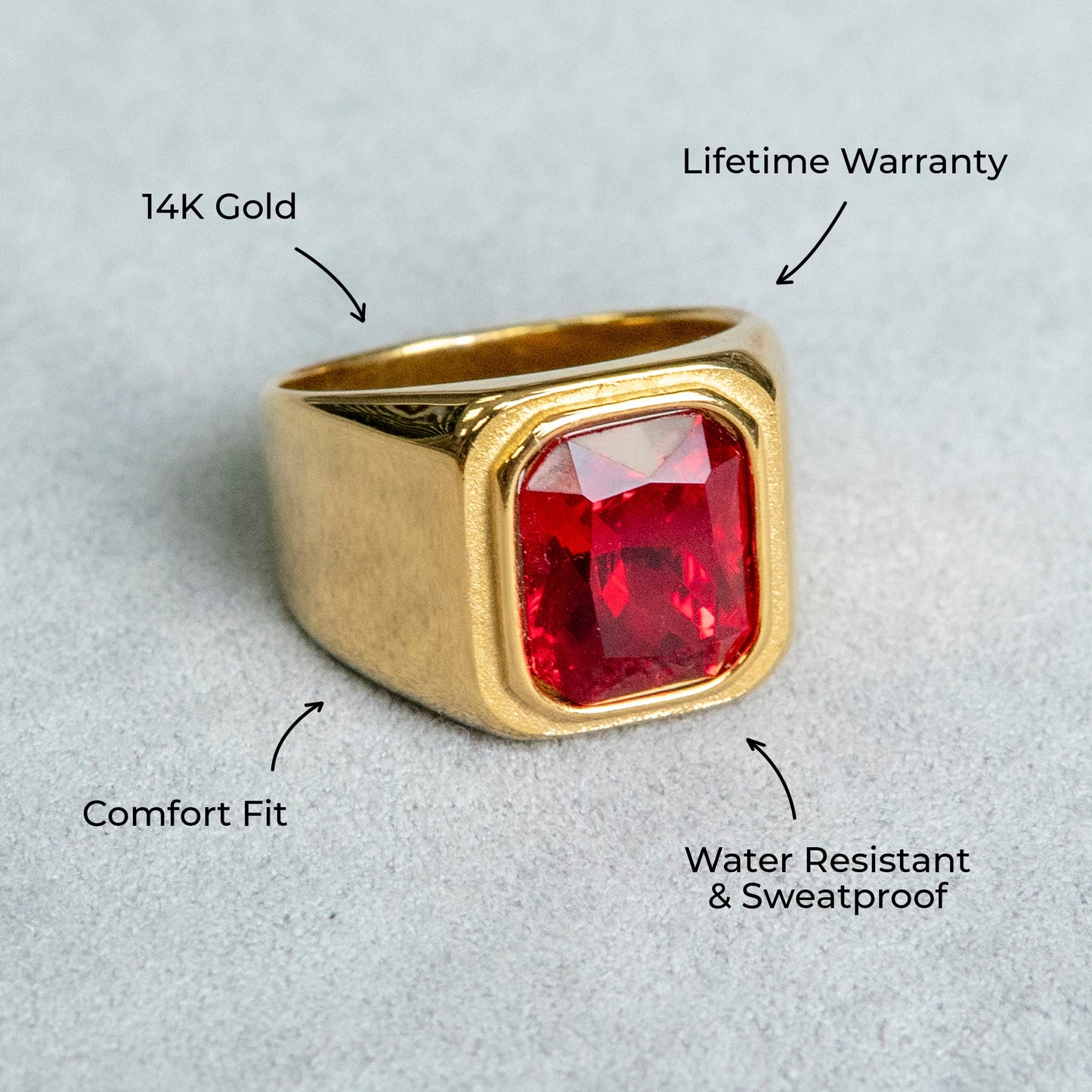 Mens Jewelry - Ruby Gold Pinky Ring | 15 Grams