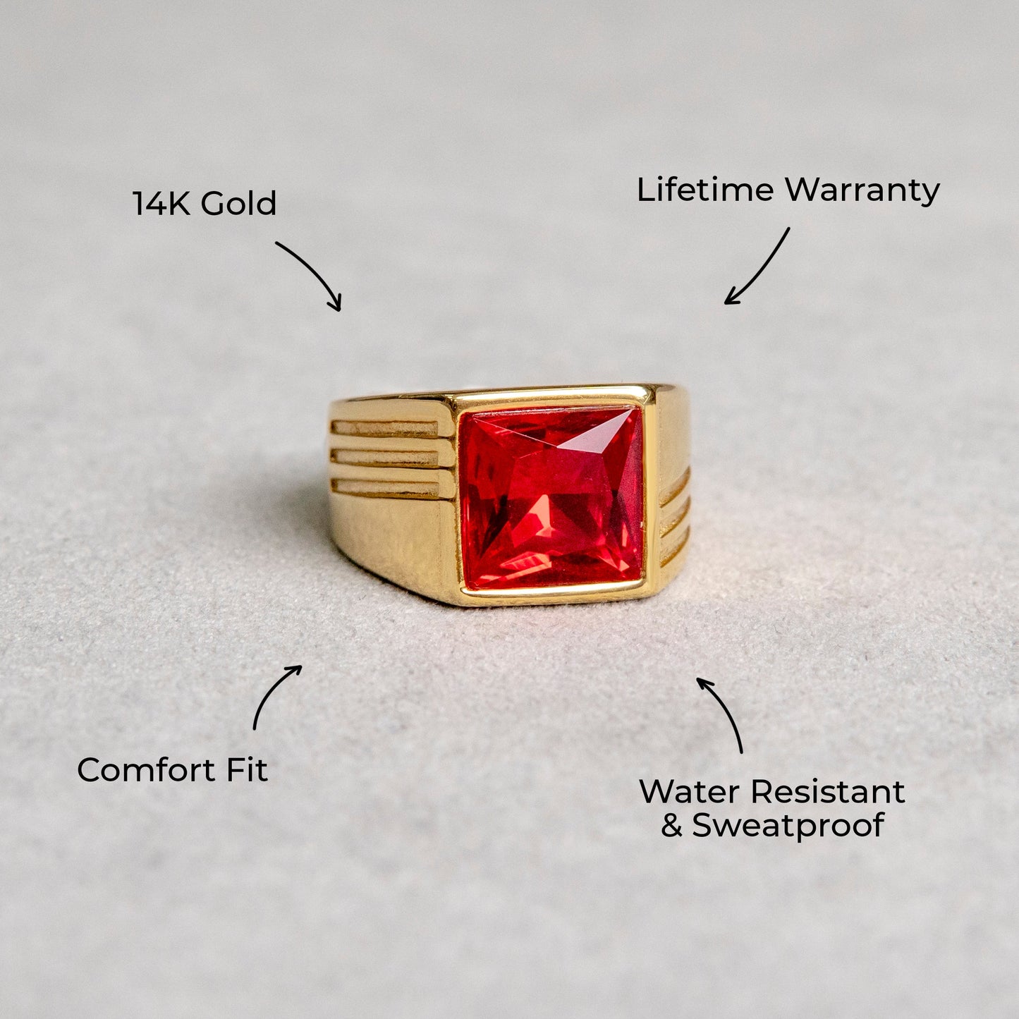 Mens Jewelry - Ruby Gold Pinky Ring | 11 Grams