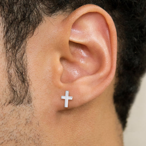 Mens Jewelry - Silver Cross Earrings for Men | Appx. 0.9 Grams