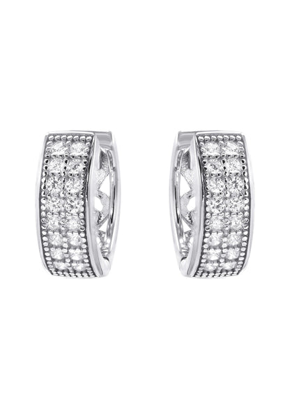 Mens Jewelry - Silver Iced Out VVS Hoop Earrings for Men | Appx. 2.6 Grams