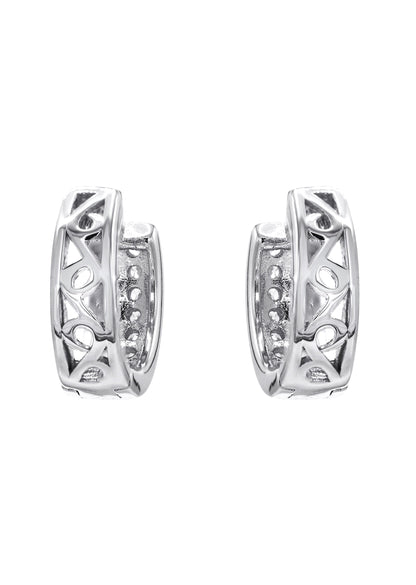 Mens Jewelry - Silver Iced Out VVS Hoop Earrings for Men | Appx. 2.6 Grams